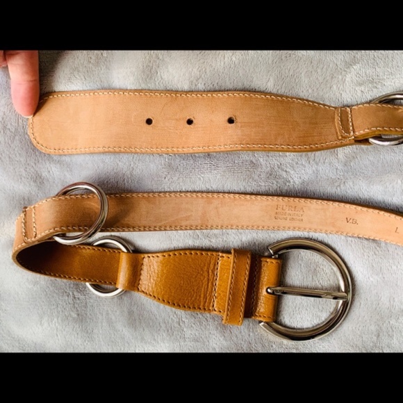 FURLA Genuine Leather Camel Big Rings Long Belt main image 8